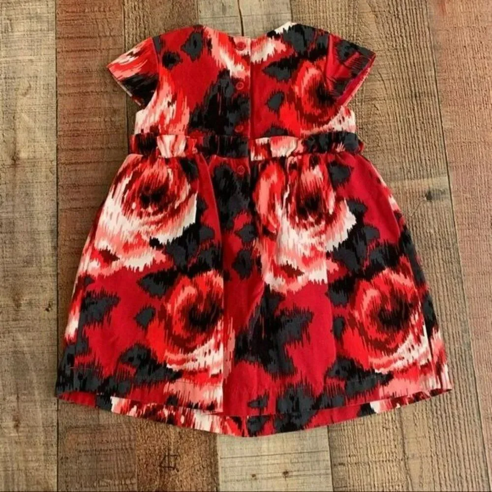 Gap Baby Girl Size 18-24M Dress In Red And Black Flowers